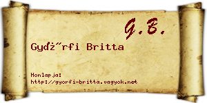 Győrfi Britta névjegykártya